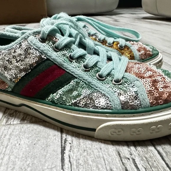 Gucci sequin multicolored sneakers size 6 - Picture 2 of 4